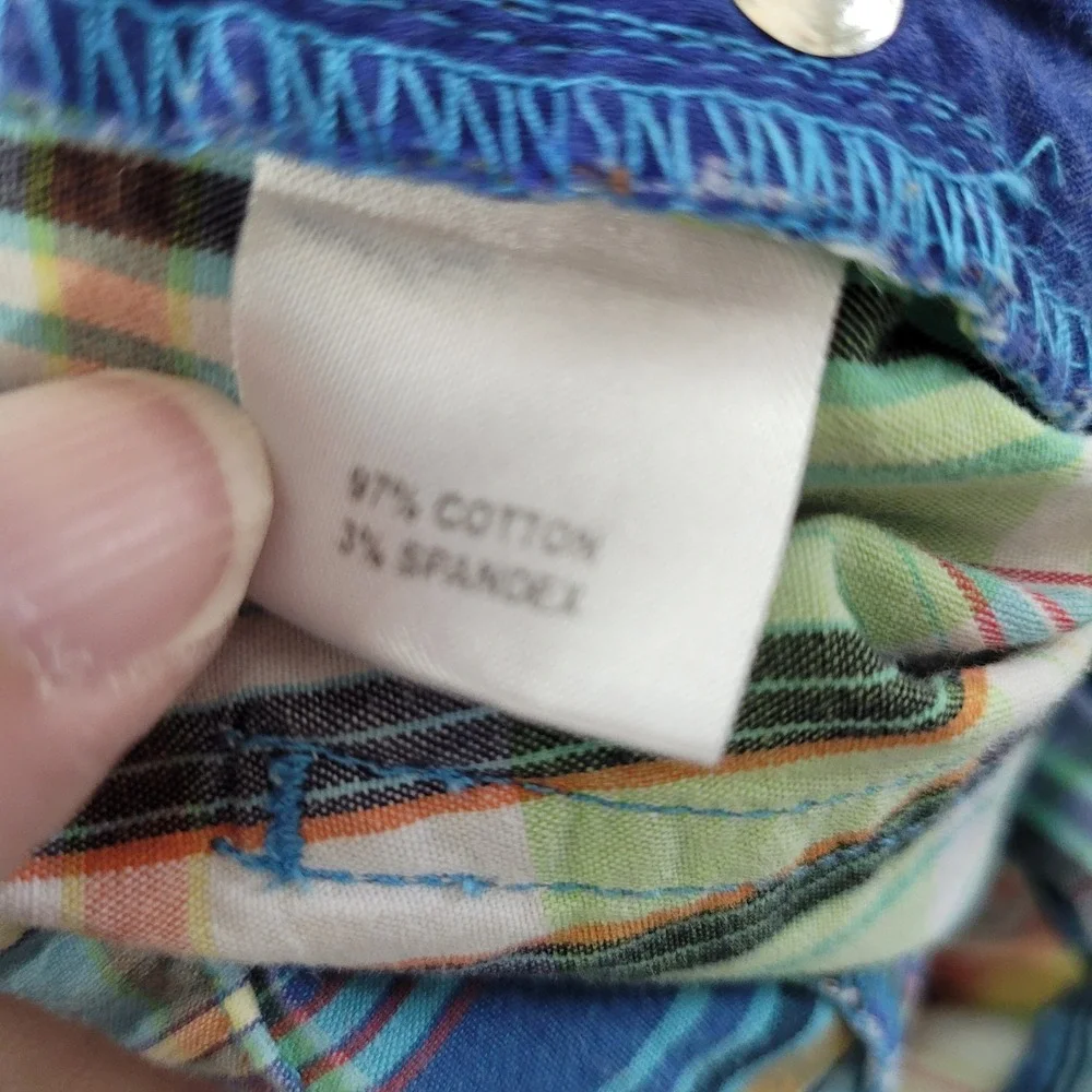South Pole Shorts Womens 7‎ Plaid Bermuda Stretch Cuffed Pockets Summer Casual